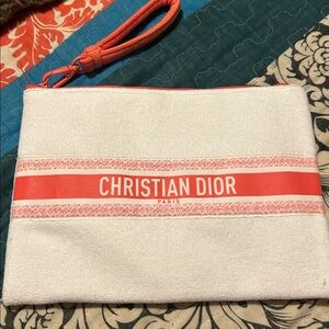 Christian Dior VIP White & Coral Terrycloth Wrstlet 9x6